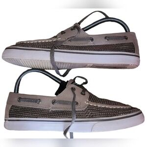 Sperry Top-Sider Sequin Bling Nautical‎ Boat Shoes Tan Beige Sparkle Women's 6